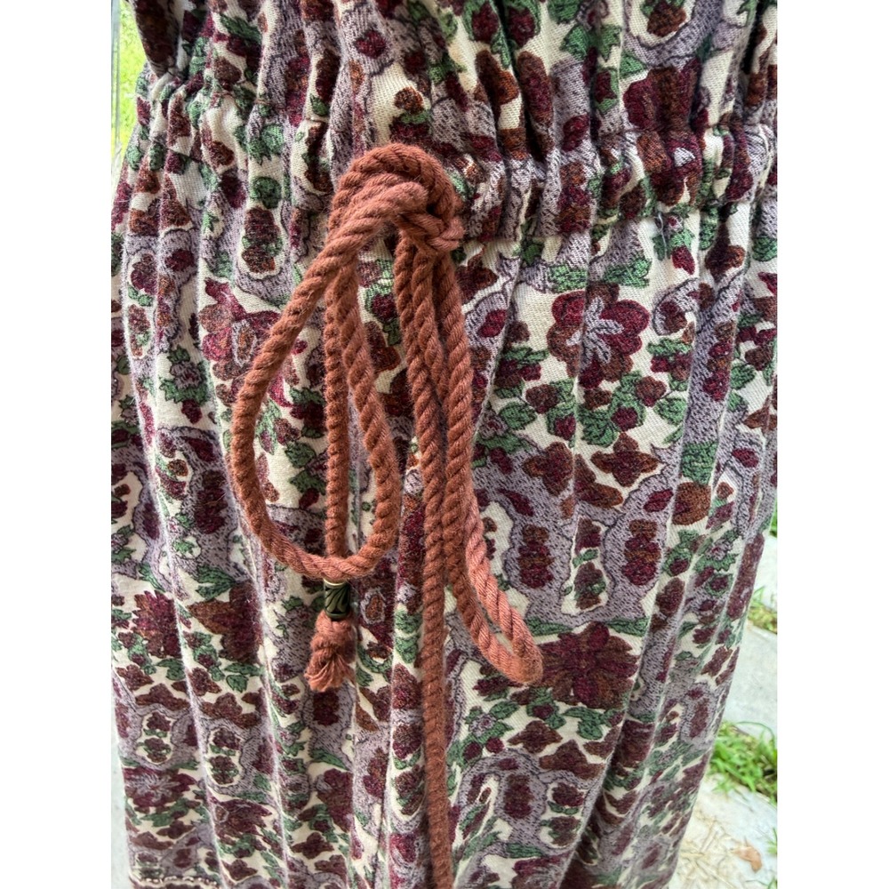 Thursday Island Floral Smocked Boho Midi Dress Burgundy Multi Long Sleeve - Picture 6 of 11